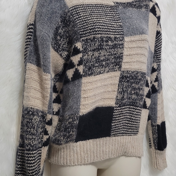 vtg GLORY 3 by GLORIA FURMAN Sweater S Angora Wool Silk Blend Retro Triforce mod - Picture 9 of 9